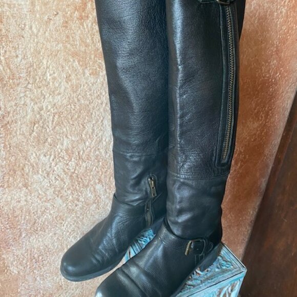 Anthropologie tall women's black leather riding style boots EUC, 9M - Picture 14 of 14